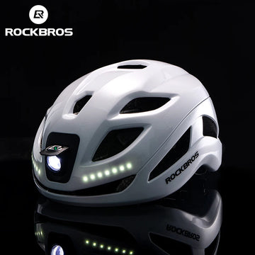 Cycling Light Helmet Type-C Charging Electric Bicycle Helmet Front Light Rear Light Warning Lamp Safety MTB Bike Helmet