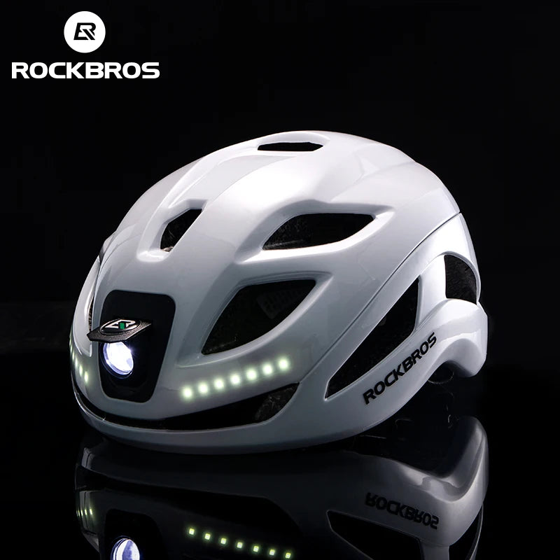 Cycling Light Helmet Type-C Charging Electric Bicycle Helmet Front Light Rear Light Warning Lamp Safety MTB Bike Helmet