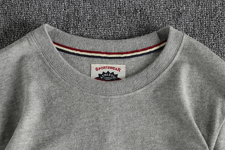 Summer New American Retro Short-sleeved O-neck Solid Color T-shirt Men's Fashion Simple 100% Cotton Washed Casual Sport Tops