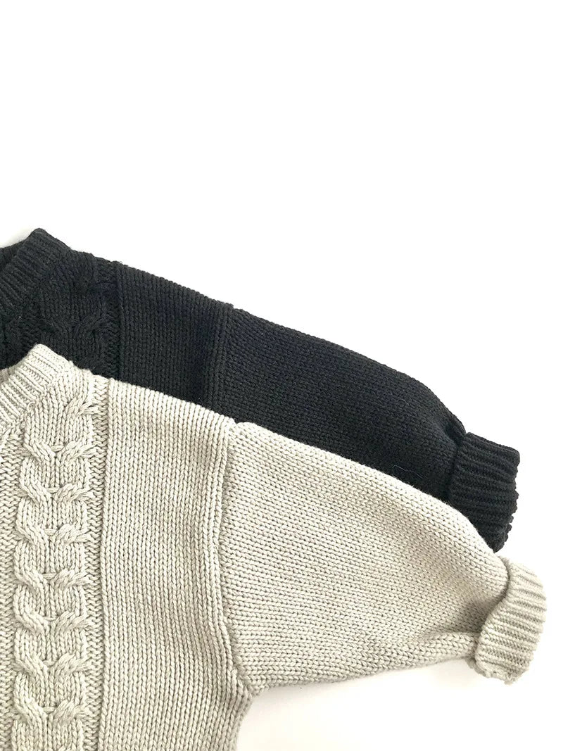 New Autumn Kid's Sweater Boys Trendy Patchwork Sweater Girls Knitted Pullover Children's Loose Knitwear 1-6Y Unisex