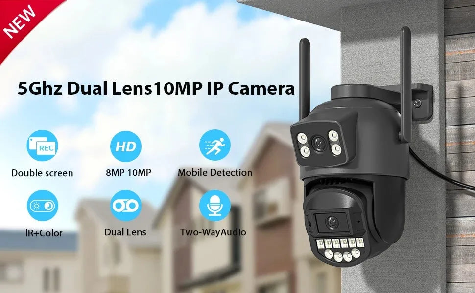 BESDER 8MP 4K Dual Lens Ultra wide angle 180° Wifi IP Camera Cecurity Protection Ai Human Detect Security Surveillance ICSEE APP