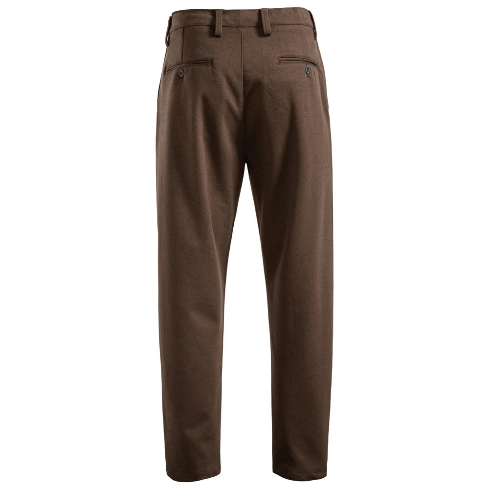 Men's Thermal Pants Solid Colour Winter Warm Casual Trousers Elastic Waist with Drawstring Slim Fit Zipper Pants
