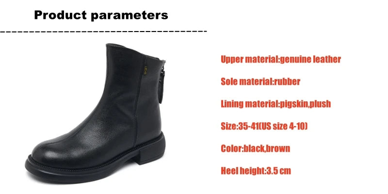 Women's Genuine Leather Female mother Ankle Boots Shoes Split Zipper Winter Fur Plush Warm Autumn Zapateos Mujer Platform
