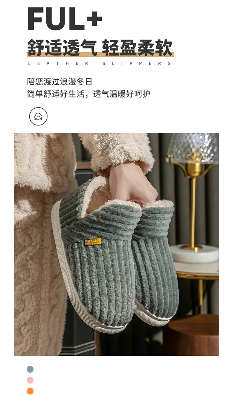 Unisex Warm Plush Fur Winter Slippers Indoor and Outdoor Fluffy Warm Fuzzy House Shoes With Fuzzy Soft Furry For Men & Women