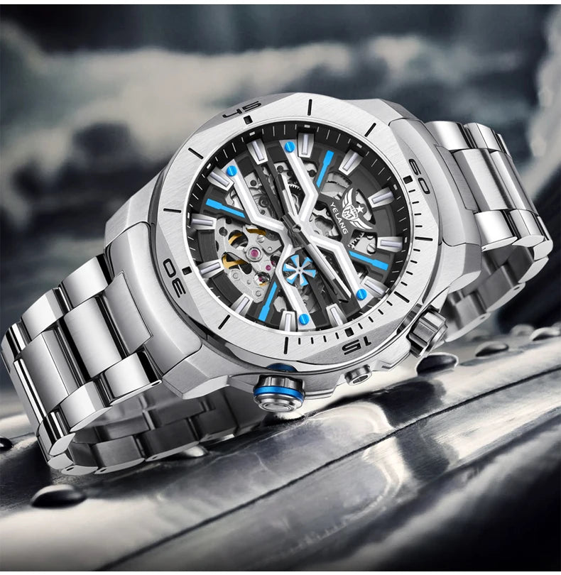 Yelang Men Dress Watch 44mm Vintage Dial Retro Business Luxury Sapphire Japan 8N40 Automatic Mechanical Waterproof 30Bar Reloj