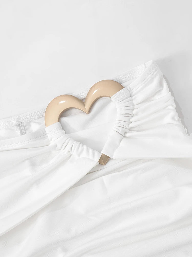 Liefdesringen Patchwork 2-delige set met gekruiste haltertops voor dames + gerimpelde holle rokken, bijpassende pakken met trendy straattrends