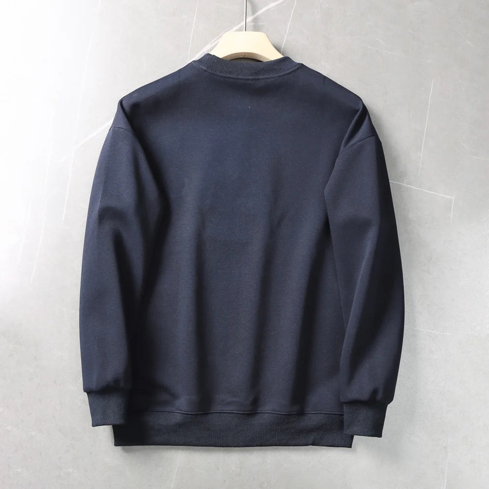 Autumn New American Retro Long Sleeve O-neck Embroidery Sweatshirts Men's Fashion Washed Old Terry Pullover Casual Sportwear