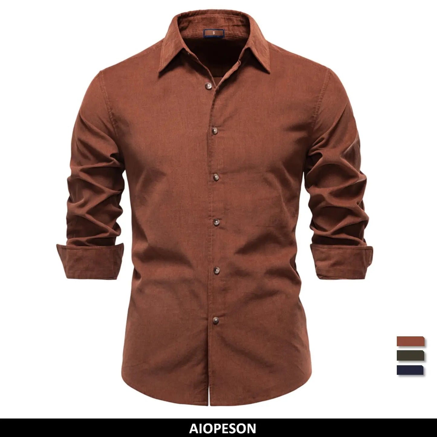 2025 Men's Corduroy 100% Cotton Solid Colour Autumn Winter Thickened Business Casual Long Sleeve Classic Male Shirt