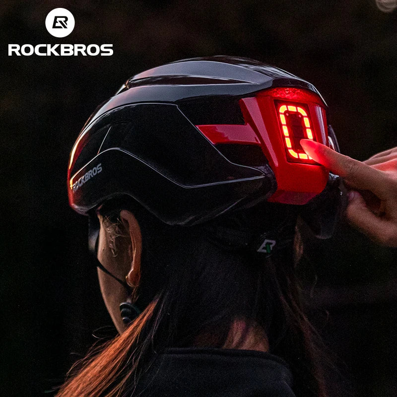 Cycling Light Helmet Type-C Charging Electric Bicycle Helmet Front Light Rear Light Warning Lamp Safety MTB Bike Helmet