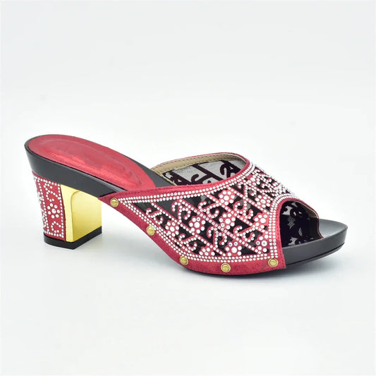 Women's Dress Shoes Open Toe Slip on Wedding Shoes Decorated with Rhinestone Pumps Women Shoes High Heels Pumps