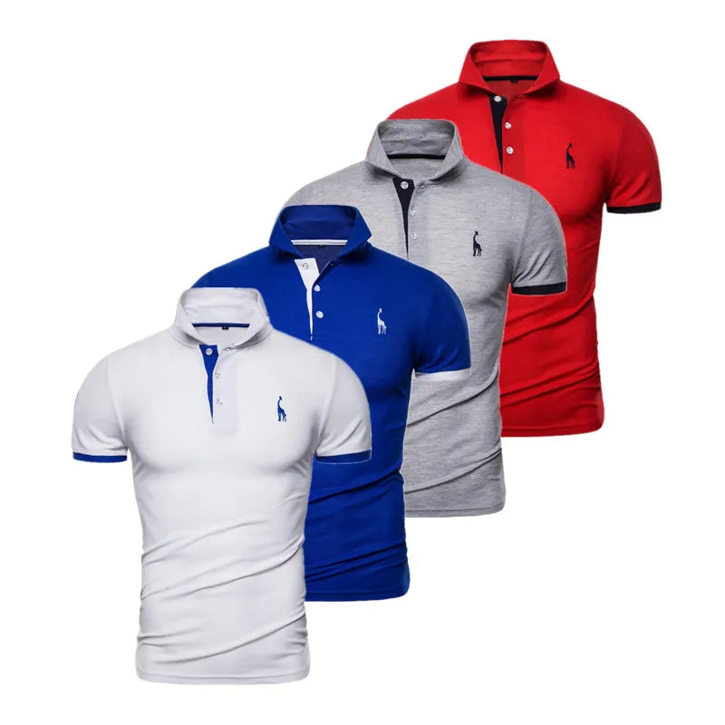 Men's 4 Pcs Embroidery Polo Shirt Casual Business Social Short Sleeve Summer Quality Slim Fit Shirts For Men