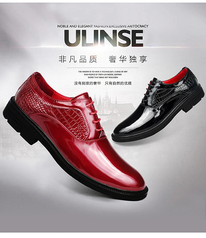 Fashion Mens Formal Dress Shoes Red White Male Business Office Men Oxfords Luxury Brand Wedding Shoes