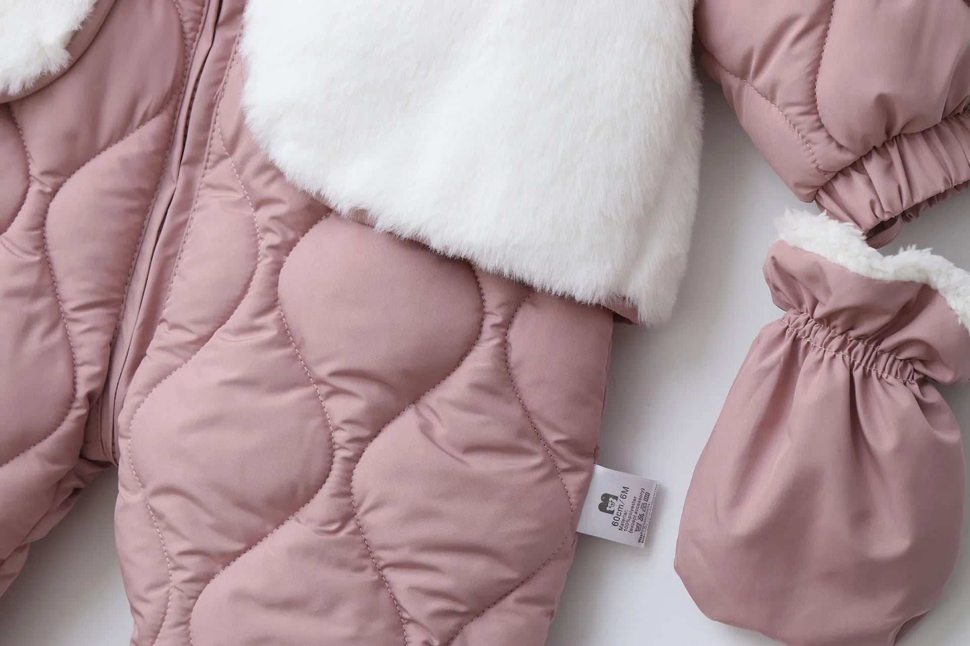 Baby's 2Pcs Winter Warm Clothes Thicken Fleece Rompers Jumpsuits Fur Lining Footie and Vest Snowsuit For Toddlers 0-2Y