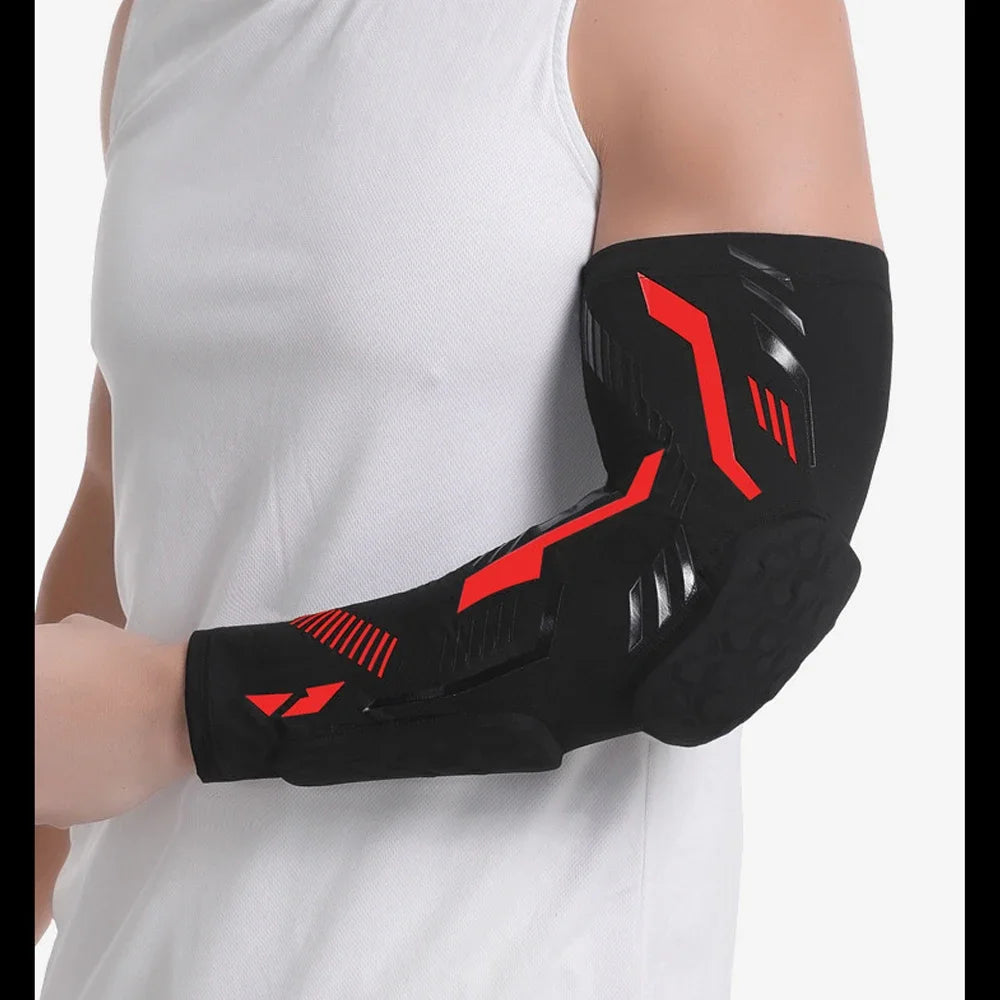 Sports Anti-Collision Padded Arm Sleeves For Protection of Elbow and Forearm During Sports - Honeycomb Pads For Men & Women