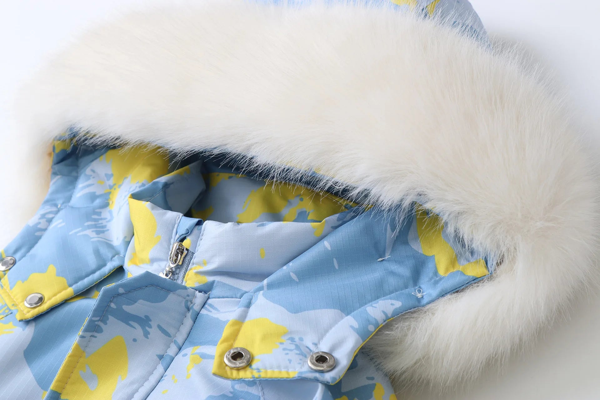 Kid's Snowboard Clothing 2024 Winter Children's Snow Suit Girls Floral Printed Ski Suit Boys Fur Lining Hooded Snowboard Coats 4-6Y Unisex