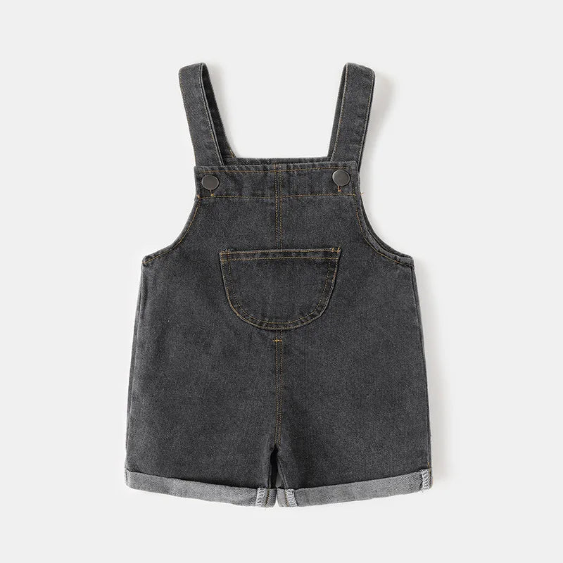 Summer Cool Denim Blue Children Baby Boys Girls Clothes Overalls Roll Hem Design Kids Baby shorts Jumpsuits 1-5Y Unisex