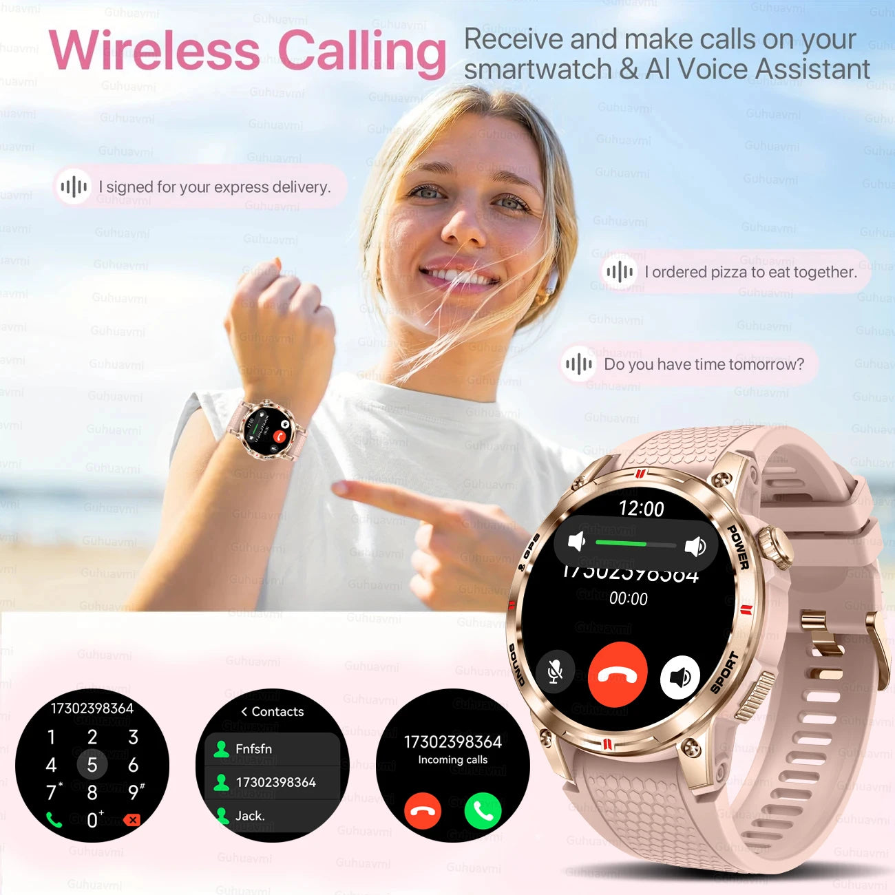 2025 Nieuwe GPS Smartwatch voor dames, AMOLED HD-scherm, gezondheidsmonitor, sportspraak, GPS-positionering, IP68-oproepsmartwatch voor dames