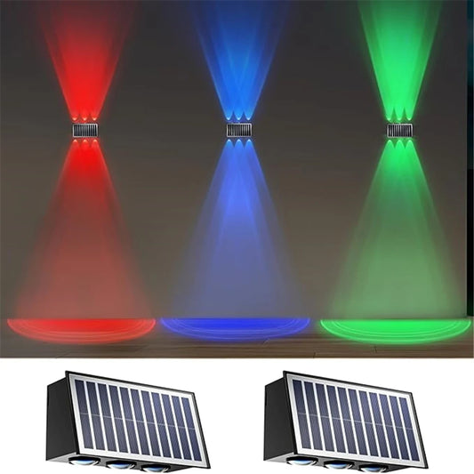 4/6/8 LED Solar Hekverlichting RGB Wandlamp Buiten Moderne Op en Neer Verlichting Waterdichte Tuin Garage Veranda 2 Modus Tuinverlichting