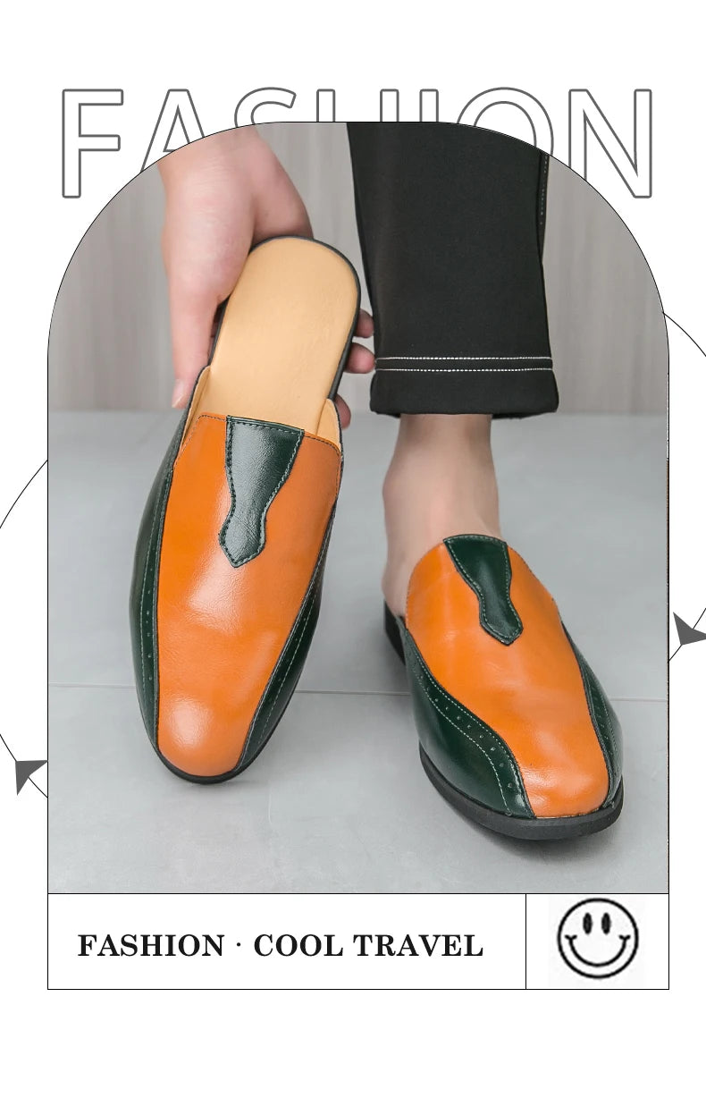 Youth Designer Summer Half Drag Shoes Breathable Men Slip-on Casual Loafers Flat Bottom Walking Slippers