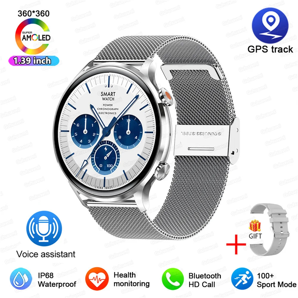 2025 New Smartwatch Women AMOLED HD Screen Always On Display Bluetooth Call IP68 Waterproof GPS Smart Men Watch - Compatible with Android IOS