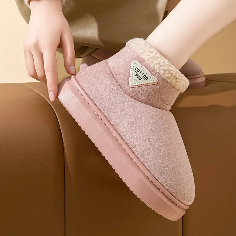 Women's Winter Warm Furry Snow Boots With Soft Plush Cosy Cotton Soft Bottom and Non-Slip Comfort Suitable For Home and Outdoor Use Ladies Shoes
