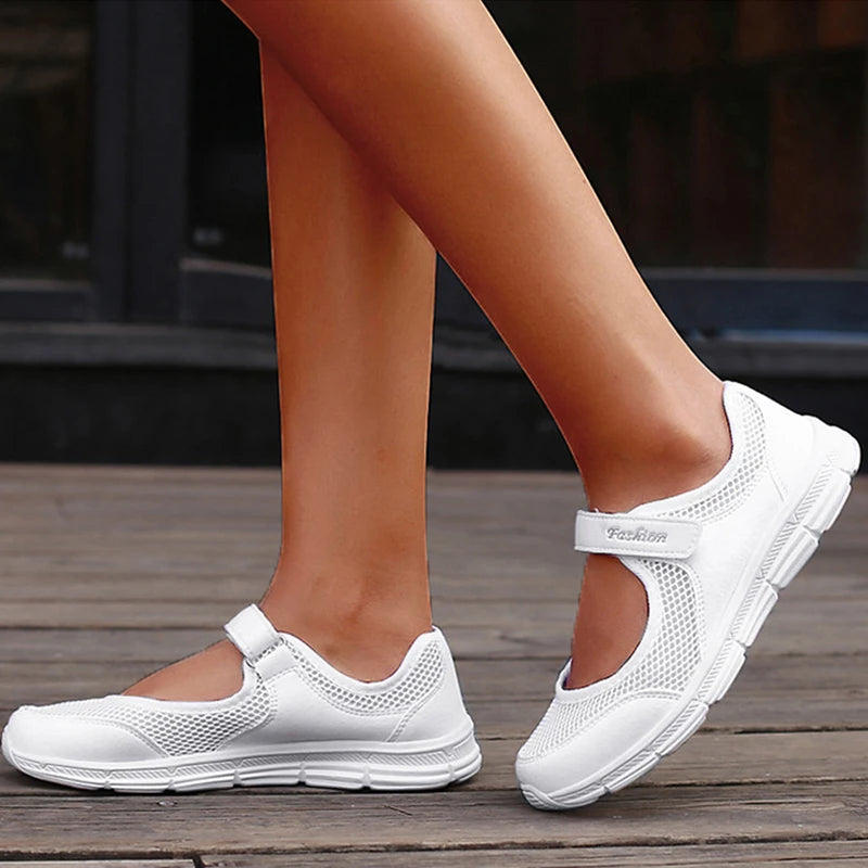 Sneakers For Women Breathable 2025 New Fashion Flat Soft Woman Vulcanize Shoes Mesh Fabric Women Shoes Female Footwear