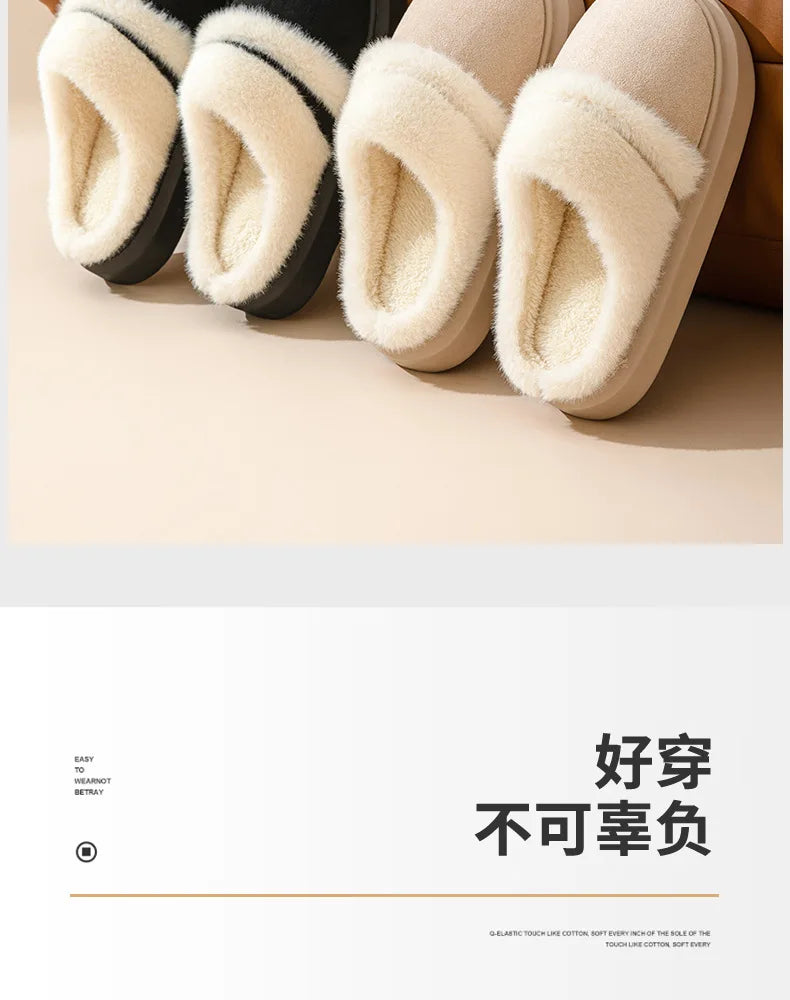 Women's Casual Winter Warm Flat Slippers With Soft Fluffy Cosy Cotton Thick Bottom and Non-Slip Sole Suitable For Home and Outdoor Use Ladies Shoes