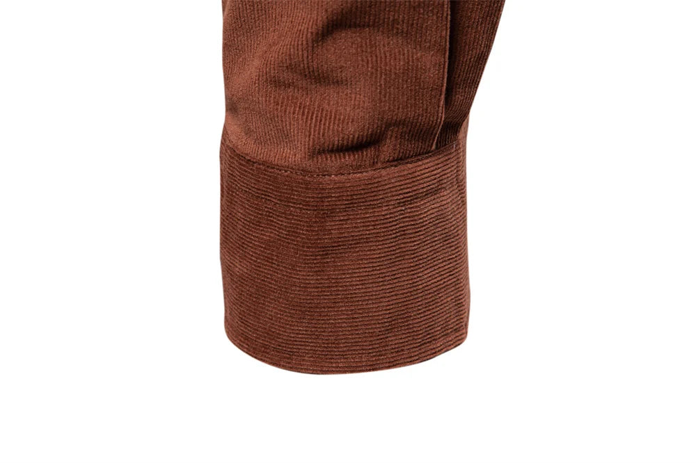 2025 Men's Corduroy 100% Cotton Solid Colour Autumn Winter Thickened Business Casual Long Sleeve Classic Male Shirt
