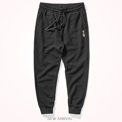 Herfst Amerikaanse eenvoudige wafel borduurwerk joggingbroek herenmode puur katoen losse elastische taille trekkoord sport casual broek