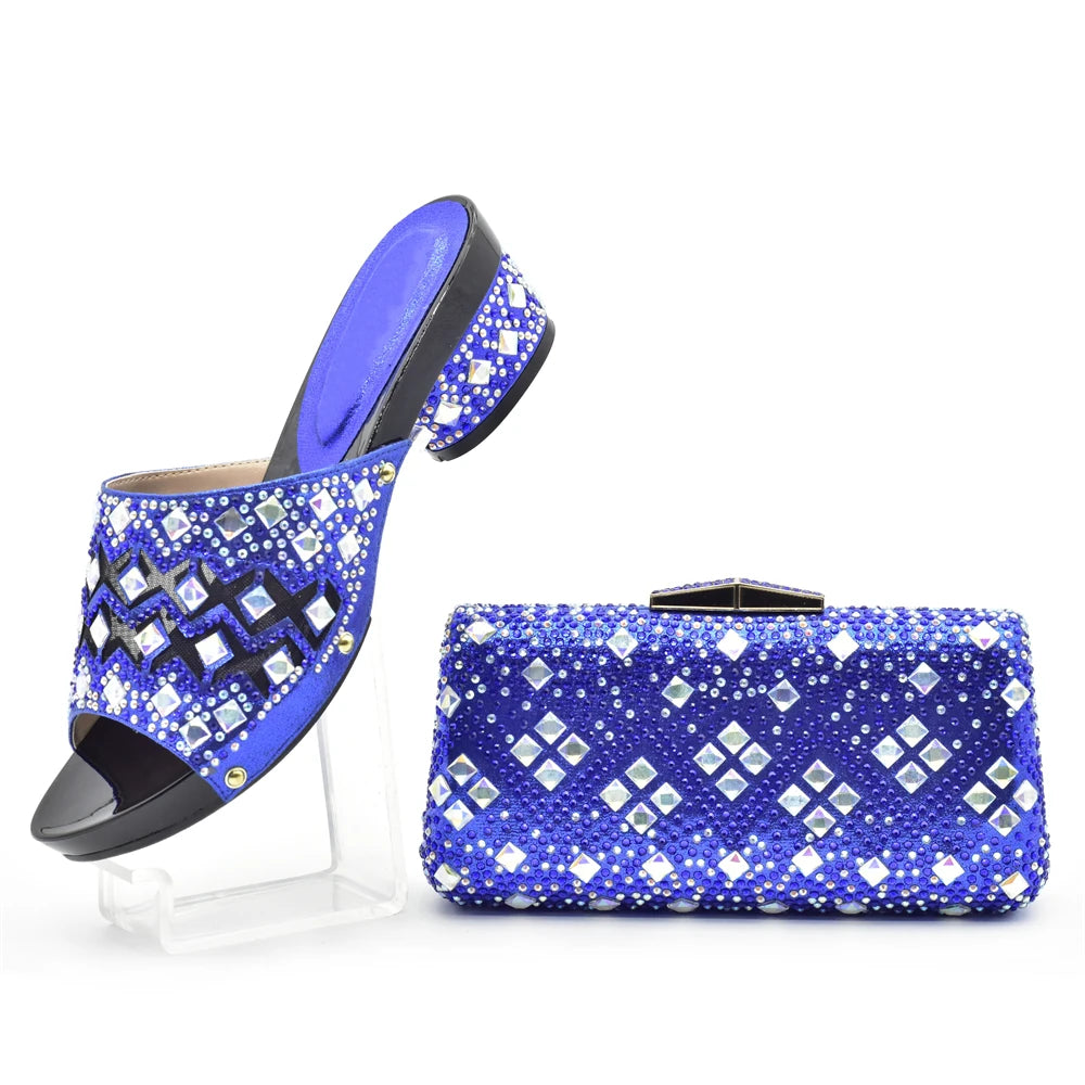 Italian Women Wedding Shoes and Bag Set Decorated with Rhinestone Shoes for Women 2025 Designer Luxury Elegant Pumps