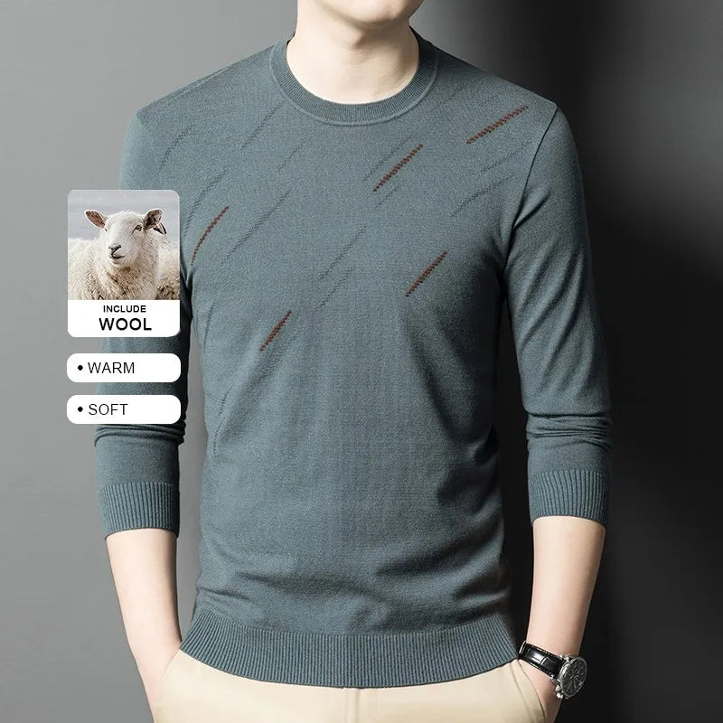 Men's High-End Woollen Designer Knitted Pullover Sweater, Casual Graphic Trendy Korean Brand, and Male Jumpers