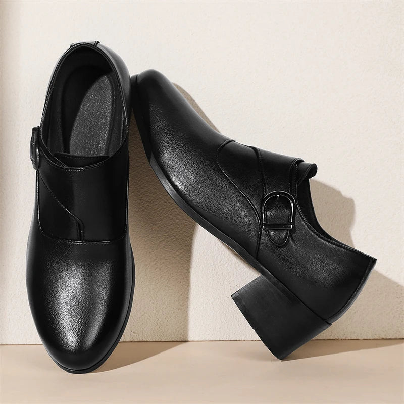 Stylish Men Formal High Heel Dress Shoes Trendy Style Male Business Officer Oxfords Fashionable Youth Party Evening Shoes