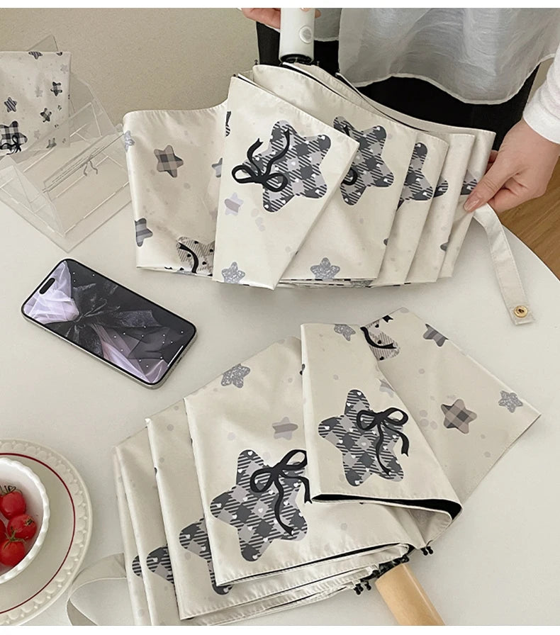 Automatic Fold Umbrella | All-Weather UV Sunshade | Ins Style Black Glue Design