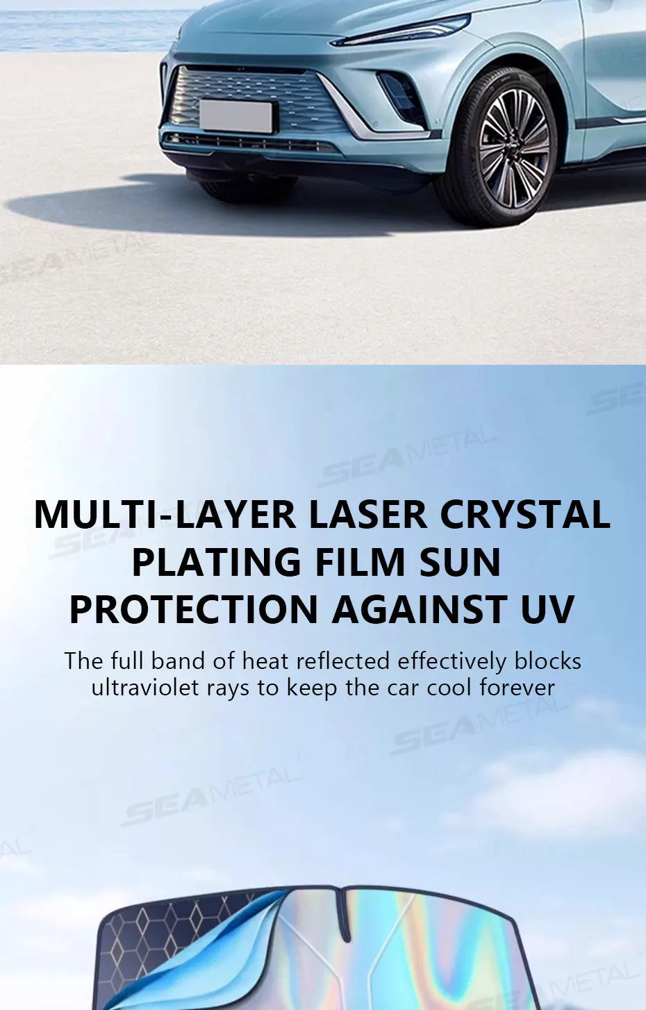 SEAMETAL 5-Layer Car Windshield Sun Shade Cover Foldable Thicken Front Window UV Refletive Sunshade Curtain Sun Protection Cover