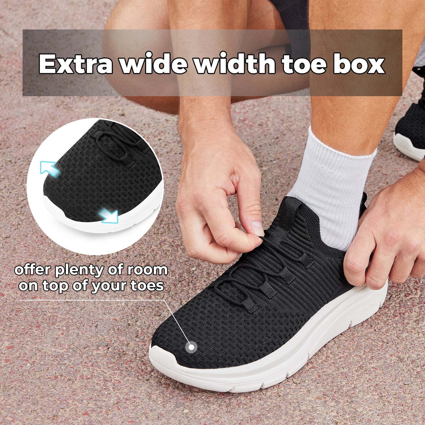 Men's Shoes Slip on Walking Sneakers Lightweight Wide Width for Flat Feet Plantar Fasciitis Heel Pain Relief