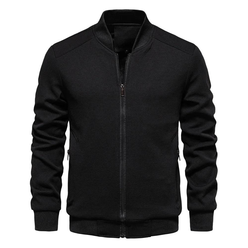 Men's Waffle Fleece Lined Bomber Jacket Autumn Winter Warm Casual Zipper Pocket Outwear Jackets and Coats for Men