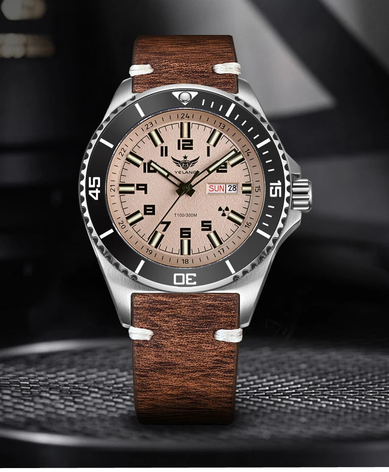 Yelang V1031 Men's Luxury Watch 44mm Diver Automatic Mechanical Movement Sapphire Luminous 300M Waterproof 30BR Japan 8205 Self-Wind