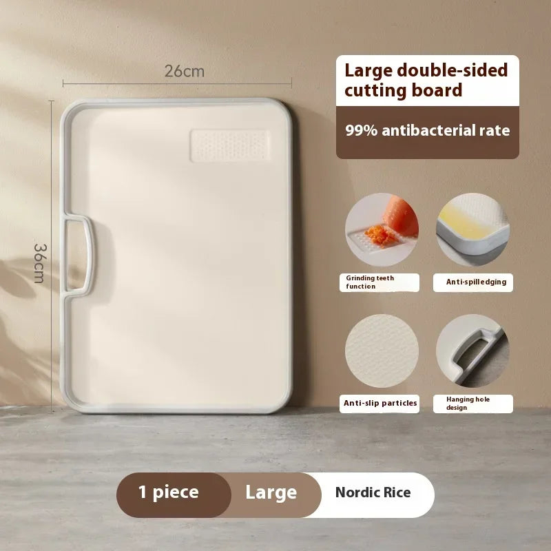 Double-Sided PP Cutting Board - Mold Proof/Antibacterial, BPA Free - Non-Slip/Dishwasher Safe for Veggies/Meat