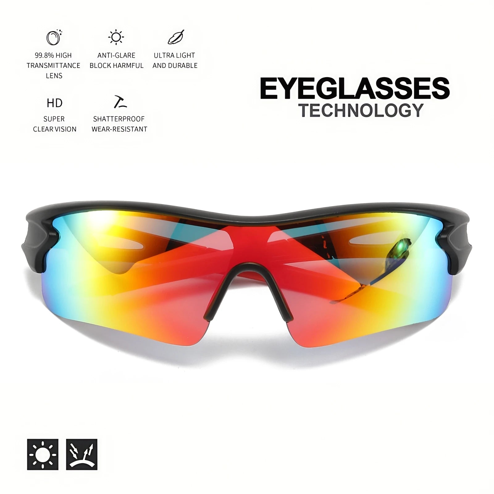 UV400 Sports Sunglasses – Lightweight Wrap-Around Protective Eyewear for Cycling, Hiking & Outdoor Activities