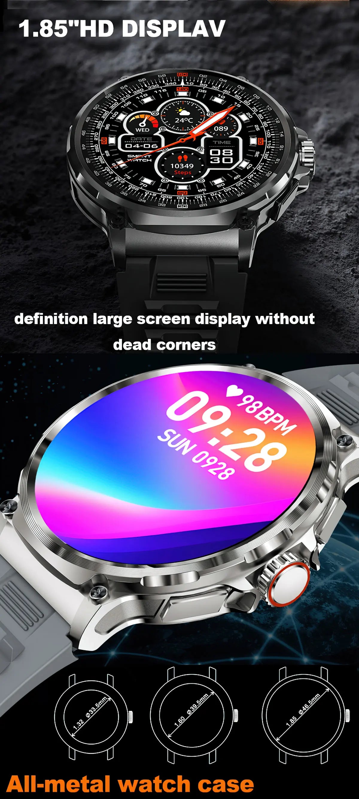 2025 GPS Track Smartwatch 1,85-inch Ultra HD AMOLED-scherm 710mAh-batterij Bluetooth Call Smartwatch voor mannen - Compatibel met HUAWEI en Xiaomi iOS
