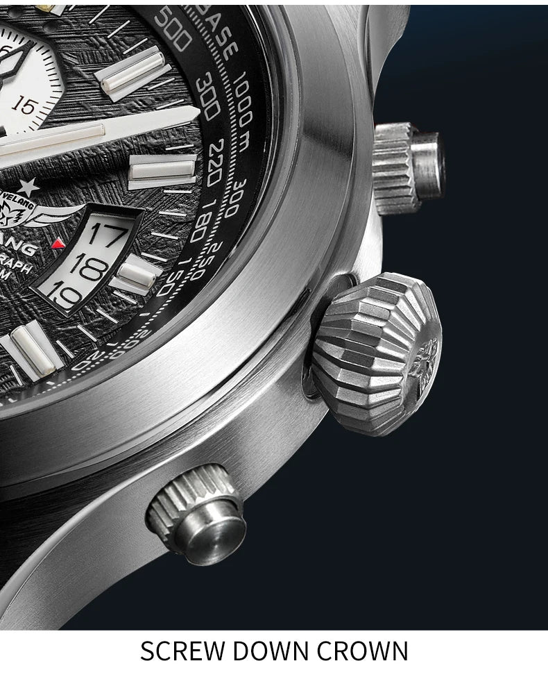 Yelang Men's Three Eyes Six Needles Japan OS00 Movement 100M Water Resistant Waterproof Diving Stainless Steel Quartz Watch