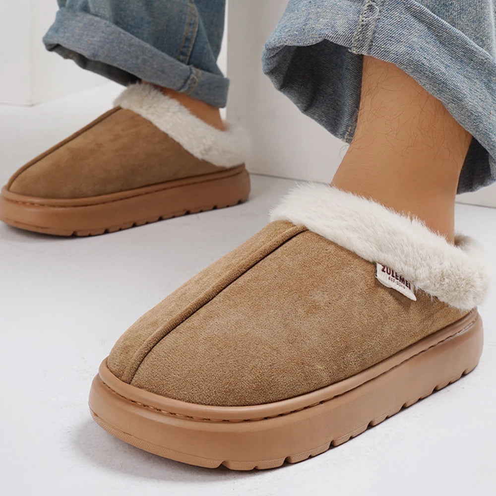 Women's Winter Warm Platform Fluffy High Quality Slippers With Plush Cotton For Indoor and Outdoor Use Fuzzy Slides Ladies' Shoes
