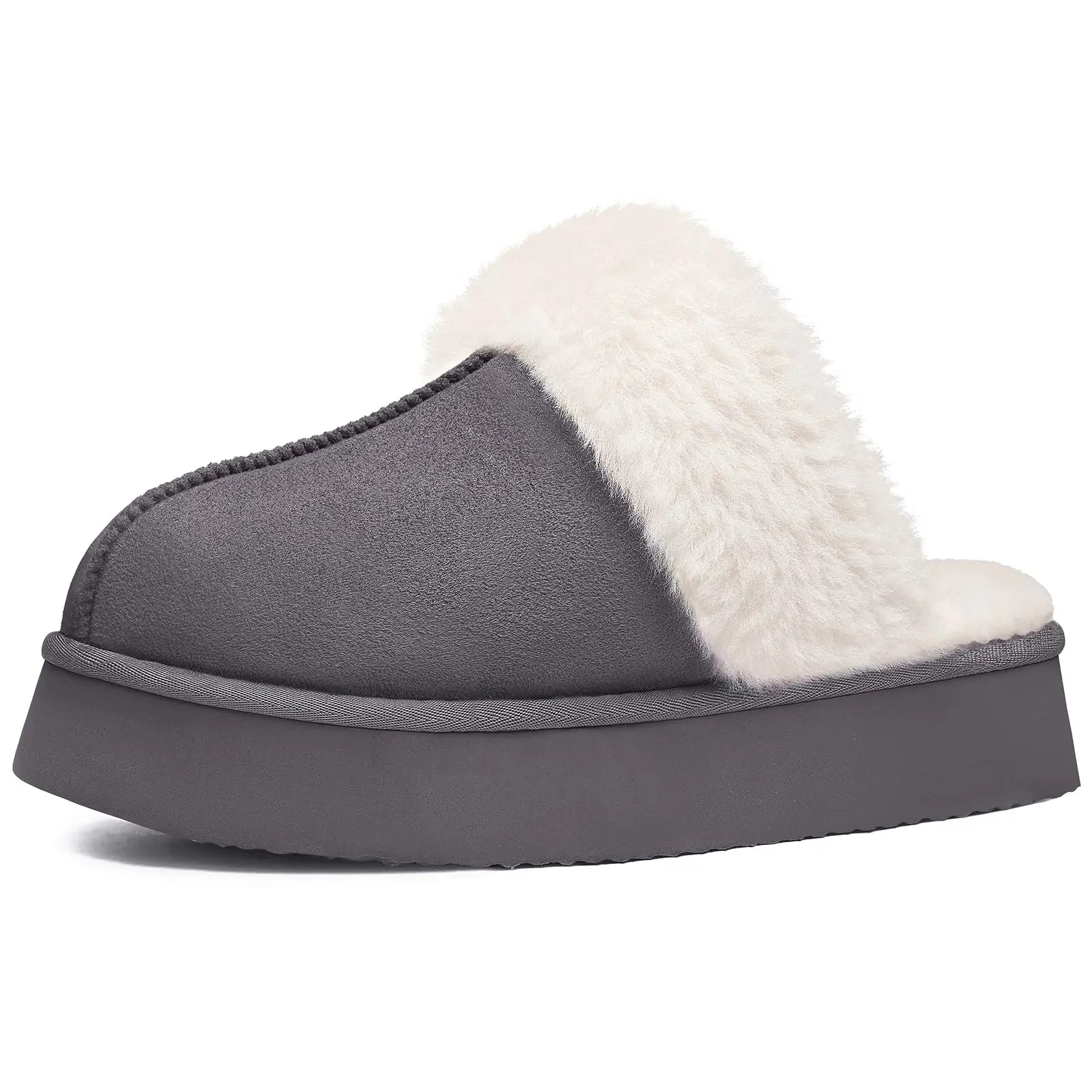 Women's Winter Warm Fuzzy Platform Shoes With Fluffy Memory Foam Suitable For Indoor Use Cosy Ladies' Fur Slides Plush Cotton Slippers