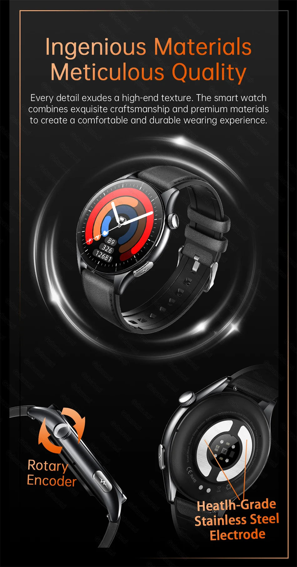 2025 Nieuw Smart Watch NFC ECG+PPG Bloedzuurstof Urinezuur Bloeddruk Saffier Smartwatch Heren - Compatibel met Samsung Galaxy, Xiaomi en Huawei IOS