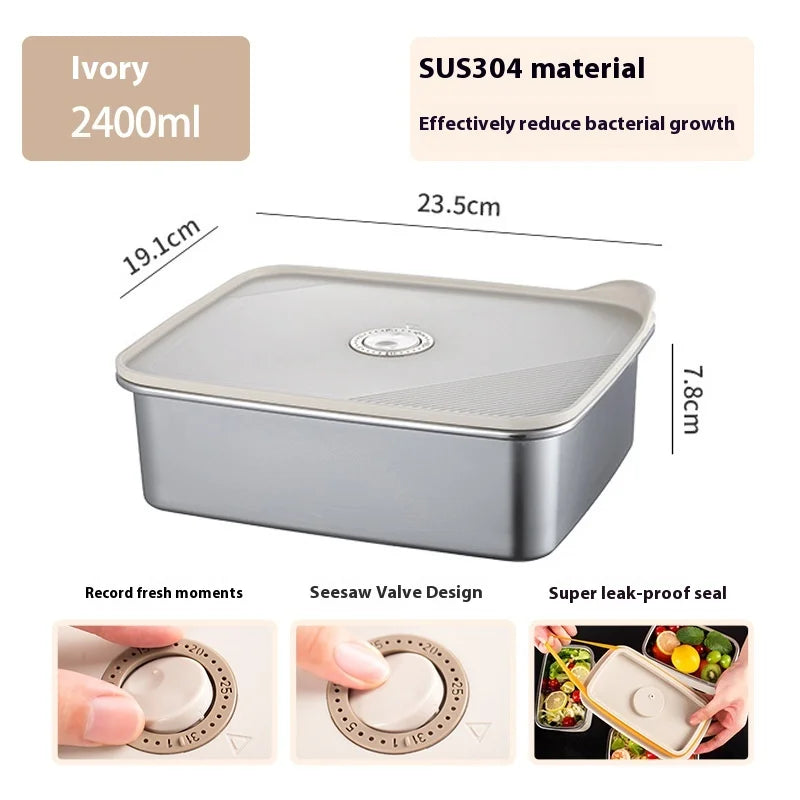 304 SS Airtight Leakproof Containers, BPA-Free - Fridge/Freezer/Microwave Safe, Stackable - Home/Kitchen Lunch Box Fruits/Meals