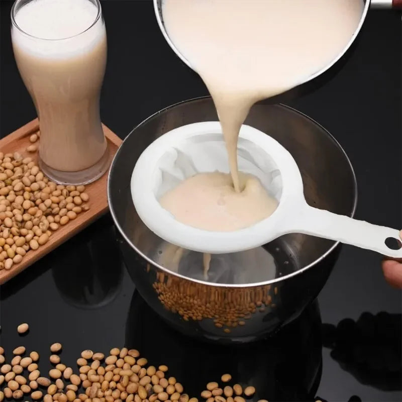 Kitchen Juice Sifter Reusable Nylon Fine Colander Mesh Sieve Strainer with Handle for Tea Soymilk Coffee Home Food Filter Tools
