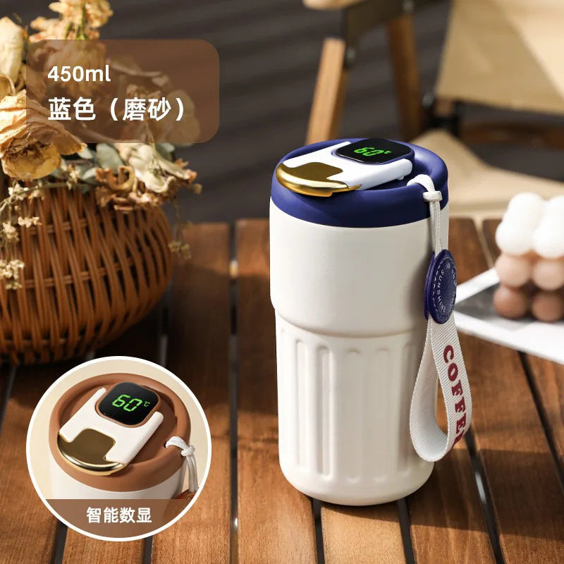 316 SS Smart Vacuum Insulated Thermos Flask - 24/12Hr Hot/Cold Retention, Leakproof, Minimalist Design, Travel Coffee Mug for