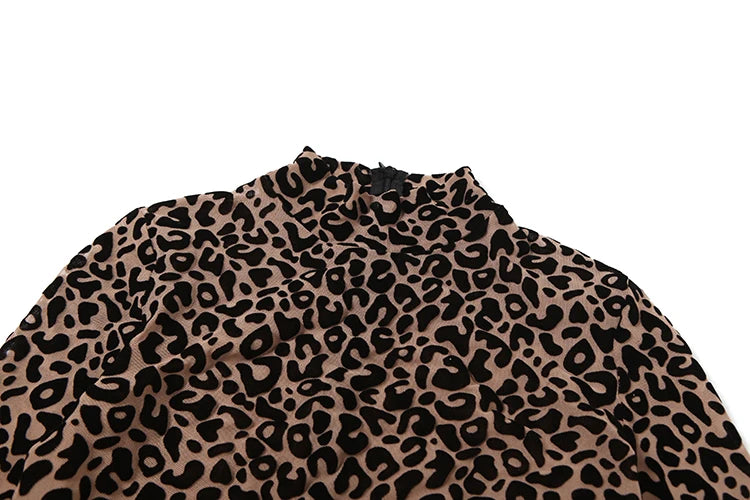 Autumn Sexy Leopard Mesh Jumpsuit Women Sexy Hipster Zip Stretch Midnight Workout Clubwear Fitness Street Overalls