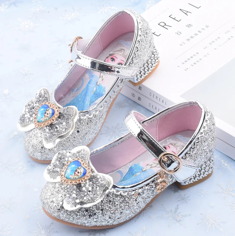 New Elsa Shoes For Girls Cartoon Leather Children Shoes Frozen Princess Kids Shoes Girl Sandals Dress Snow Queen Sandal Koreans