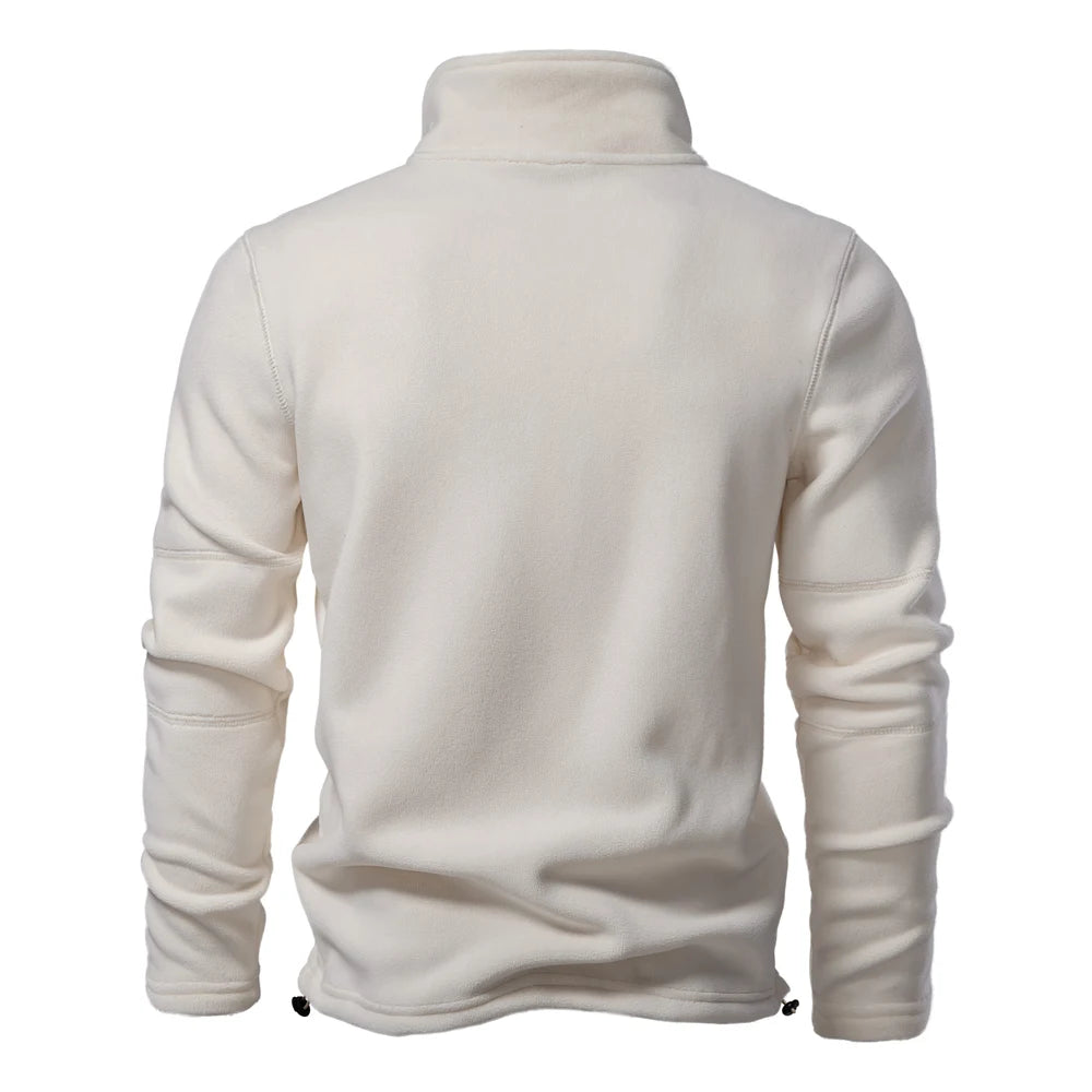 Men's Thickened Warm Fleece Sweatshirt Jacket Quarter Zipper Mock Neck Pullover Men's Sweatshirt Soft Shell Jacket